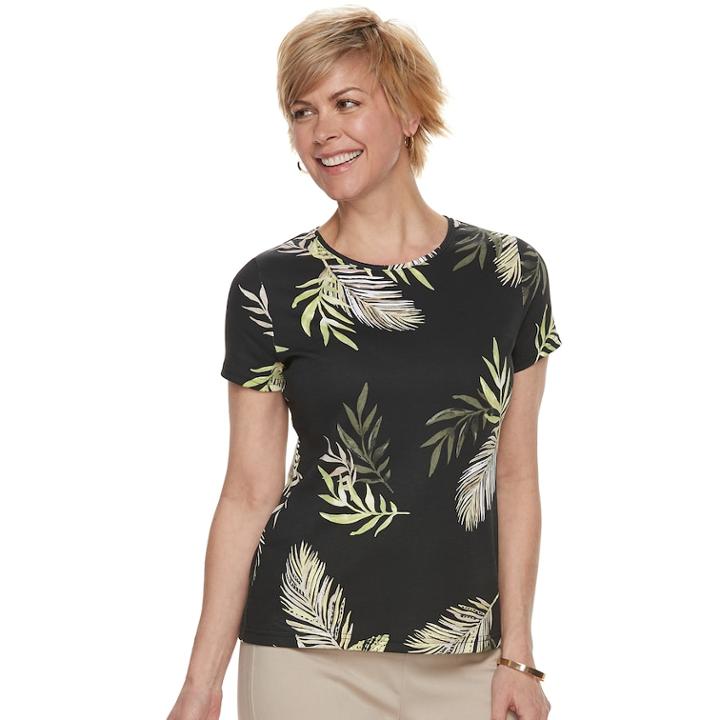 Women's Croft & Barrow&reg; Essential Classic Crewneck Tee, Size: Xxl, Black