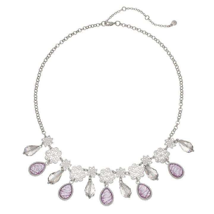 Filigree & Purple Simulated Stone Statement Necklace, Women's, Grey