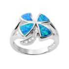 Journee Collection Simulated Opal And Cubic Zirconia Sterling Silver Four-leaf Clover Ring, Women's, Size: 5, Grey
