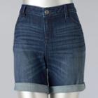 Women's Simply Vera Vera Wang Cuffed Jean Shorts, Size: 2, Dark Blue