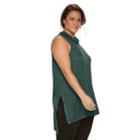Plus Size Rock & Republic&reg; Embellished Drapeneck Tunic, Women's, Size: 3xl, Dark Green