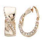 Dana Buchman Simulated Crystal J Hoop Clip On Earrings, Women's, Gold
