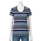 Women's Croft & Barrow&reg; Essential V-neck Tee, Size: Medium, Blue