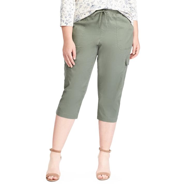 Plus Size Chaps Twill Pull-on Capris, Women's, Size: 3xl, Green