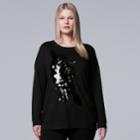 Plus Size Simply Vera Vera Wang Embellished Statement Sweatshirt, Women's, Size: 3xl, Black