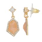 Lc Lauren Conrad Faceted Stone Nickel Free Halo Drop Earrings, Women's, Pink