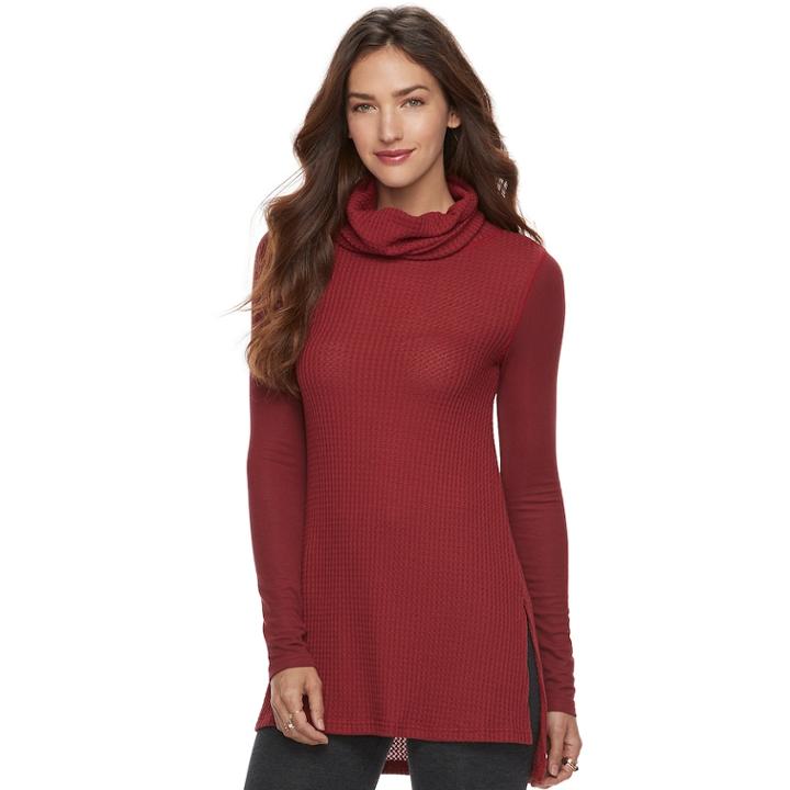 Women's Sonoma Goods For Life&trade; Textured Cowlneck Tunic, Size: Medium, Dark Red