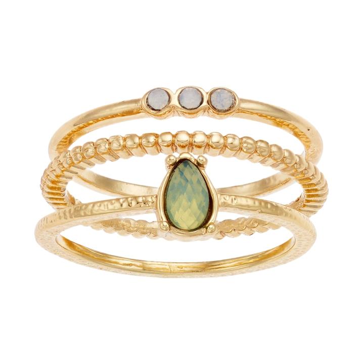 Lc Lauren Conrad Gold Tone Simulated Crystal Ring Set, Women's, Size: 7, Blue