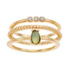 Lc Lauren Conrad Gold Tone Simulated Crystal Ring Set, Women's, Size: 7, Blue