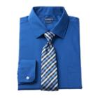 Men's Croft & Barrow&reg; Fitted Stretch-collar Dress Shirt And Patterned Tie Boxed Set, Size: L-32/33, Blue