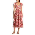 Women's Chaps Print Short Sleeve Dress, Size: Large, Red