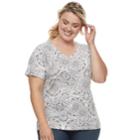 Plus Size Croft & Barrow&reg; Essential V-neck Tee, Women's, Size: 4xl, Med Green