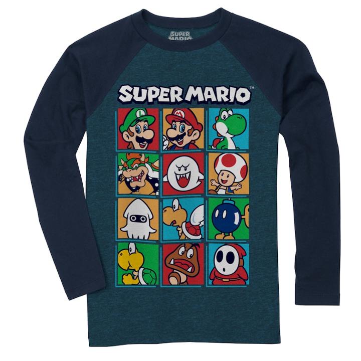 Boys 8-20 Super Mario Bros. Squares Tee, Size: Small, Blue