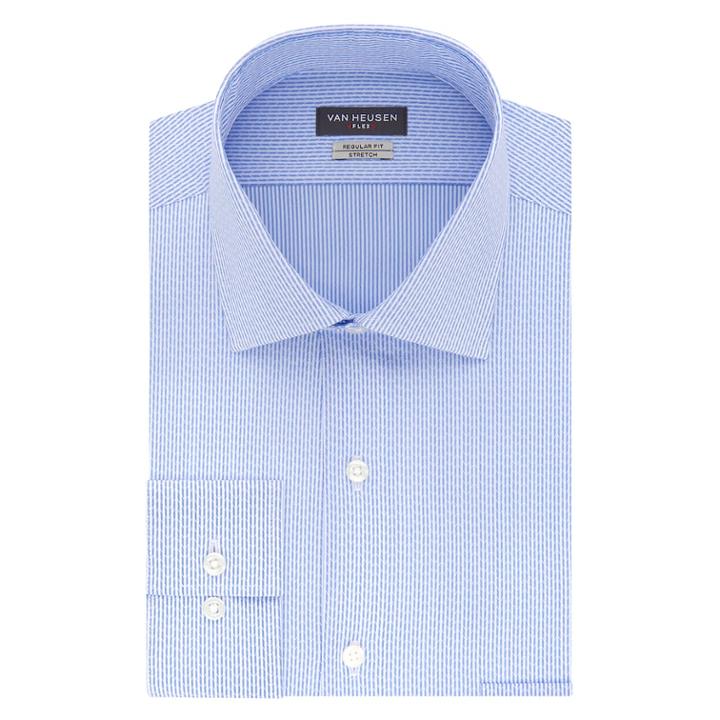 Men's Van Heusen Flex Collar Regular Fit Stretch Dress Shirt, Size: 17 36/37, Blue