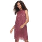 Juniors' Mason & Belle Lace Mock Neck Dress, Teens, Size: Medium, Purple Oth