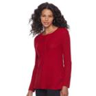 Women's Dana Buchman Mixed-stitch Cardigan, Size: Small, Dark Red