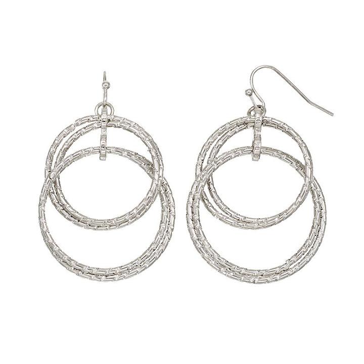 Apt. 9&reg; Textured Hoop Drop Earrings, Women's, Lt Green
