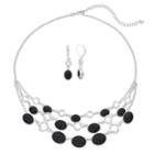 Napier Triple Strand Necklace & Drop Earrings Set, Women's, Black