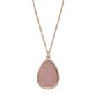 Apt. 9&reg; Pink Glitter Teardrop Pendant Necklace, Women's, Gold