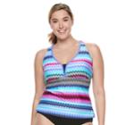 Plus Size Zeroxposur Zigzag Racerback Tankini Top, Women's, Size: 16 W, Dark Red