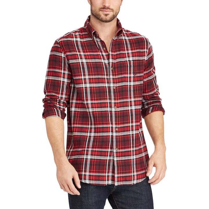 Big & Tall Chaps Classic-fit Plaid Flannel Button-down Shirt, Men's, Size: Xxl Tall, Red