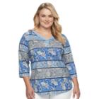 Plus Size Croft & Barrow&reg; Solid V-neck Tee, Women's, Size: 3xl, Blue (navy)