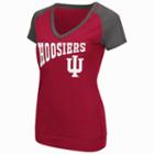 Women's Campus Heritage Indiana Hoosiers First Base V-neck Tee, Size: Large, Med Red