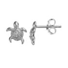 Journee Collection Sterling Silver Cubic Zirconia Turtle Stud Earrings, Women's, White