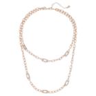 Rose Gold Tone Layered Chain Link Necklace, Women's, Pink