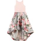 Girls 7-16 Speechless Floral Print High Low Wire Hem Dress, Size: 8, Grey