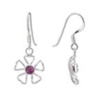 Sterling Silver Crystal Flower Drop Earrings, Women's, Purple