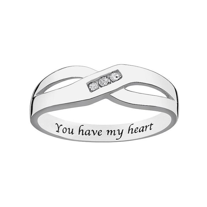 Diamond Accent Sterling Silver Openwork Wedding Ring, Women's, Size: 9, Grey