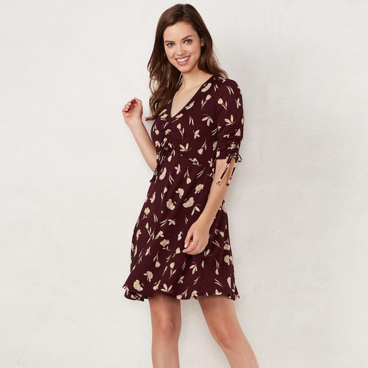 Women's Lc Lauren Conrad Print Fit & Flare Dress, Size: Large, Drk Purple