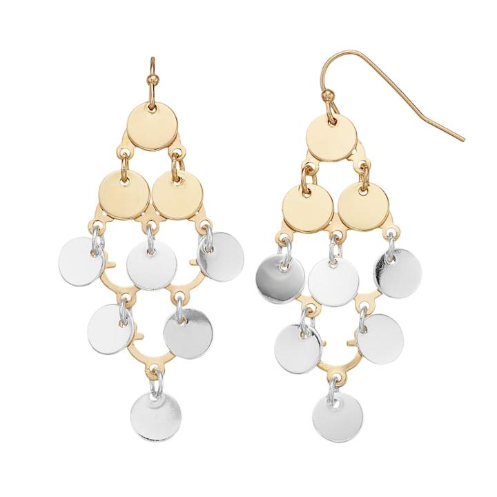 Lc Lauren Conrad Nickel Free Two Tone Disc Kite Earrings, Women's, Multicolor