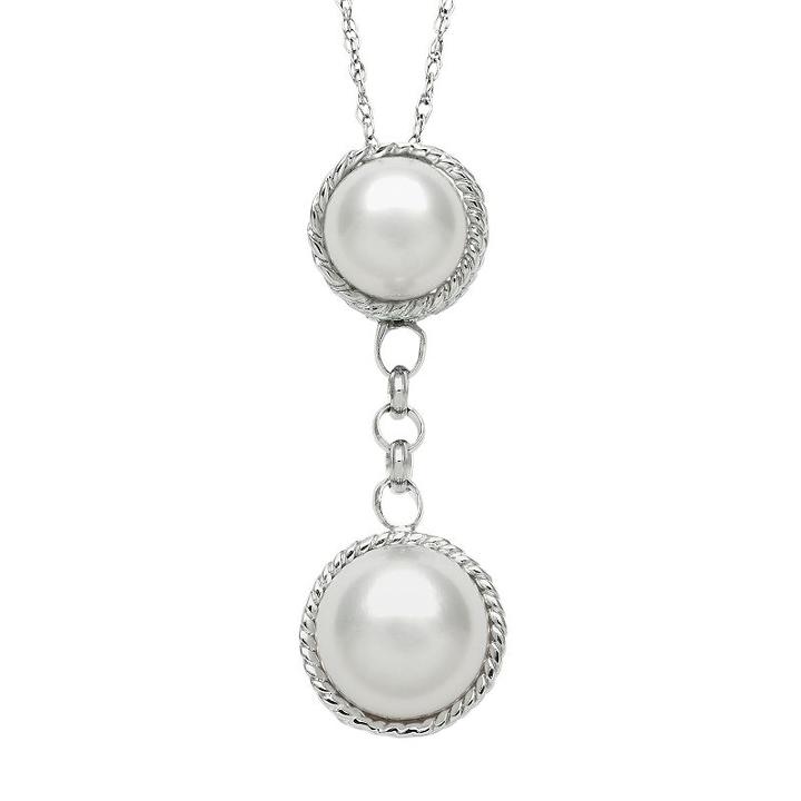 Sterling Silver Freshwater Cultured Pearl Drop Pendant, Women's, Size: 18, White