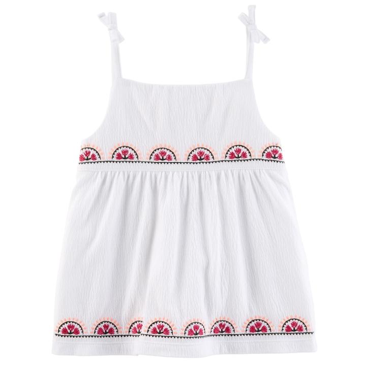 Girls 4-8 Carter's Embroidered Gauze Top, Size: 6-6x, White