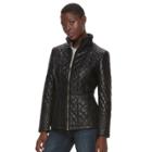 Women's Gallery Quilted Faux-leather Jacket, Size: Medium, Black