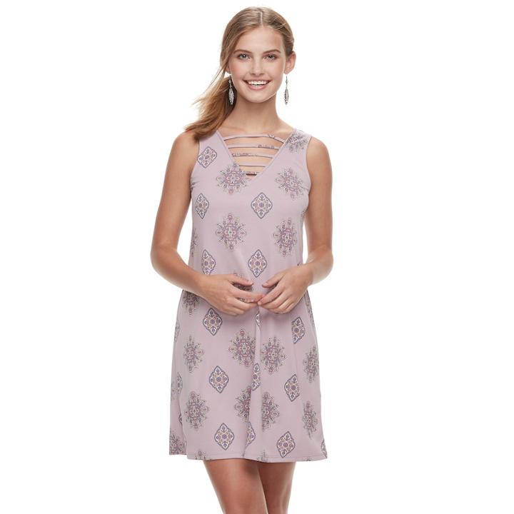 Juniors' Pink Republic Solid Strappy Trapeze Dress, Teens, Size: Small, Light Pink