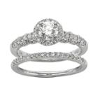 Igl Certified Diamond Halo Engagement Ring Set In 14k White Gold (1 Carat T.w.), Women's, Size: 5
