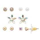 Lc Lauren Conrad Flower, Square & Round Nickel Free Stud Earring Set, Women's, Gold