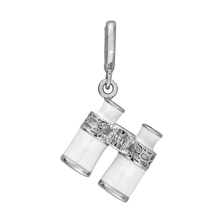 Laura Ashley Nautical Collection Sterling Silver Lab-created White Sapphire Binoculars Charm, Women's