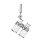 Laura Ashley Nautical Collection Sterling Silver Lab-created White Sapphire Binoculars Charm, Women's