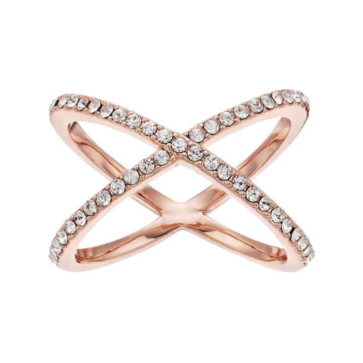 Brilliance X-ring With Swarovski Crystals, Women's, Size: 8, Rose Tone