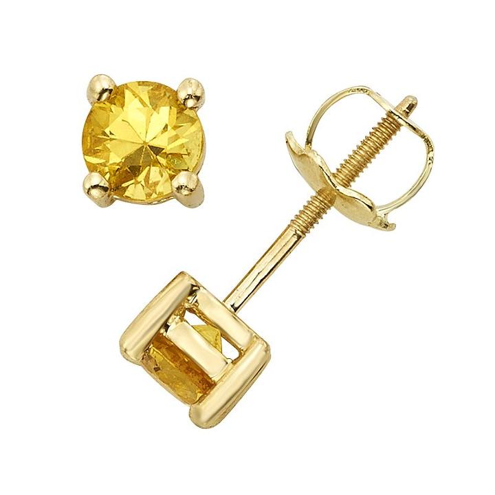 The Regal Collection Yellow Sapphire 14k Gold Stud Earrings, Women's