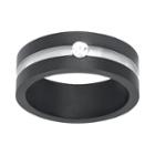 1913 Men's Two Tone Stainless Steel Cubic Zirconia Ring, Size: 10, Black