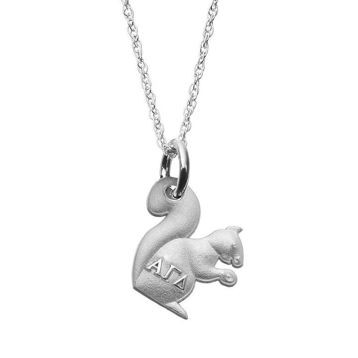 Logoart Sterling Silver Alpha Gamma Delta Sorority Squirrel Pendant Necklace, Women's, Size: 18, Grey