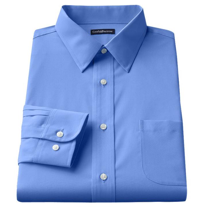Big & Tall Croft & Barrow&reg; Solid Broadcloth Point-collar Dress Shirt, Men's, Size: 19 36/7b, Blue