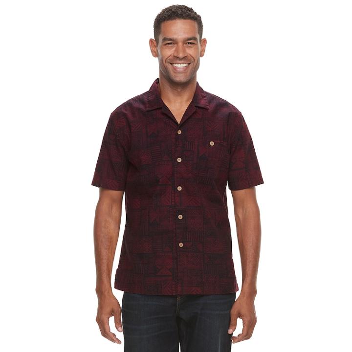 Men's Croft & Barrow&reg; Short Sleeve Crosshatch Button-down Shirt, Size: Xxl, Dark Pink