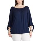 Plus Size Chaps Off-the-shoulder Top, Women's, Size: 3xl, Blue (navy)