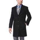 Men's Ike Behar Modern-fit Wool-blend Top Coat, Size: 38 Short, Black
